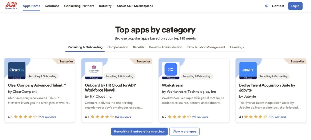 ADP third-party software integrations and connected apps