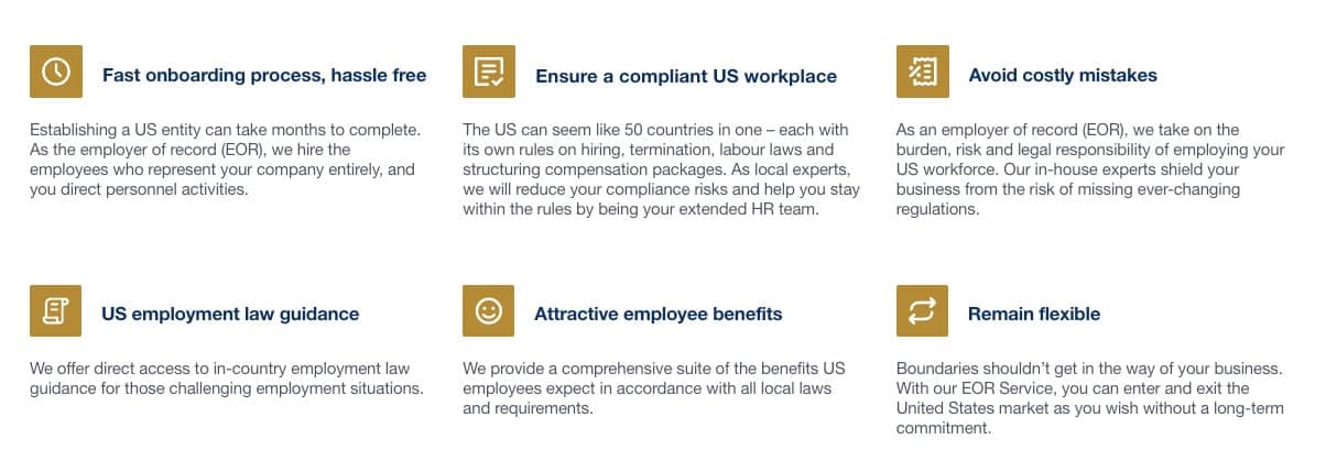 Foothold America’s Employer of Record service, supporting international companies in hiring U.S. employees.