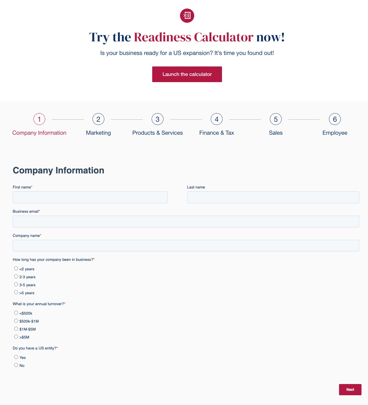 Foothold America's readiness calculator helps businesses assess their market entry preparedness for the U.S.