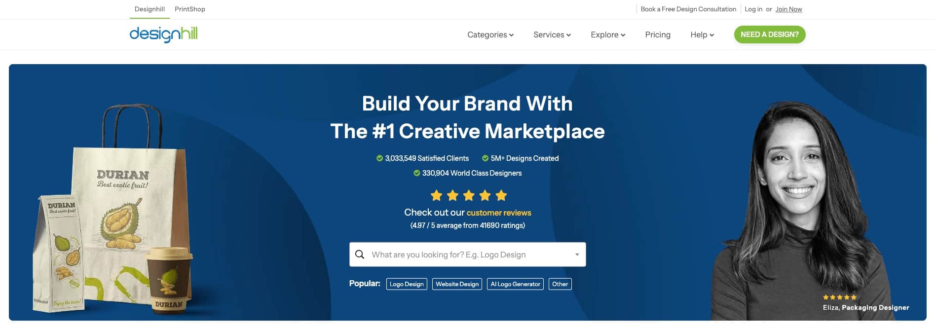 Designhill specializes in creative projects, offering design contests and direct hiring for innovative branding solutions.