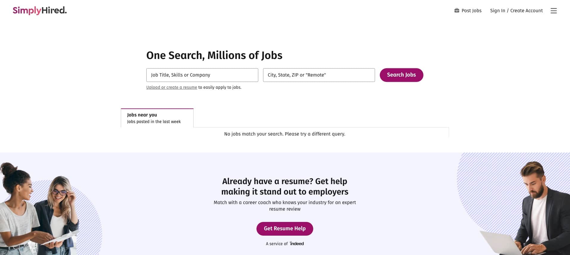 SimplyHired aggregates job listings, offering a mix of freelance and traditional roles across various industries.