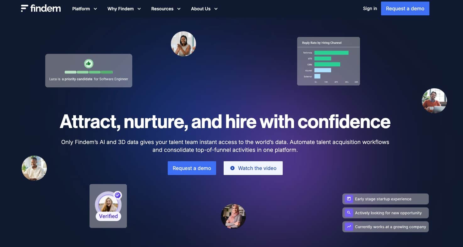 Findem – AI talent acquisition platform that uses data-driven insights to source and engage top candidates.