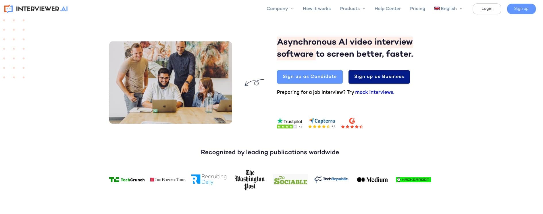 Interviewer.AI – AI video interview tool that screens candidates through automated assessments and analytics.