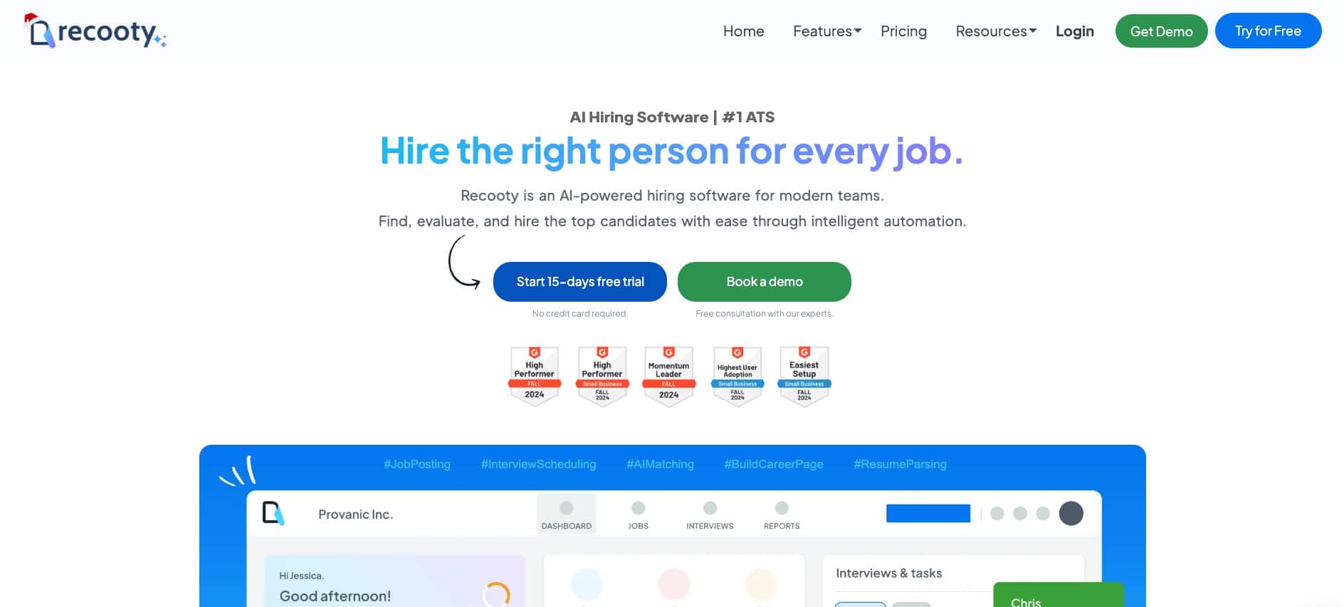 Recooty – Easy-to-use applicant tracking system (ATS) designed for small to mid-sized businesses.