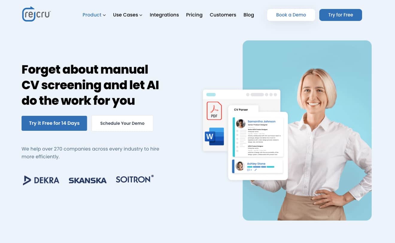 Recru – AI-powered recruitment software designed to manage candidate sourcing, screening, and ATS functions.