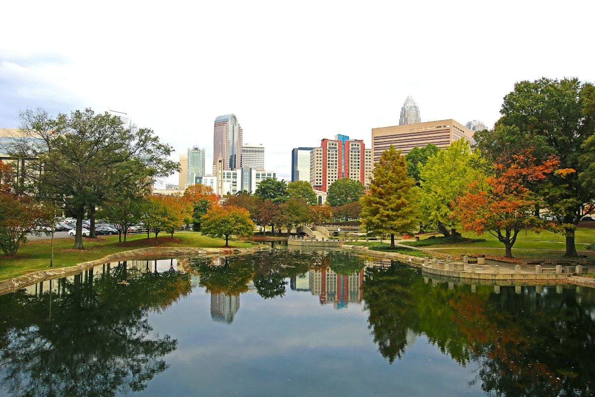 Charlotte North Carolina Skyline Lake