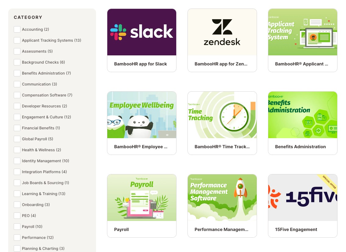 BambooHR third-party software integrations and connected apps