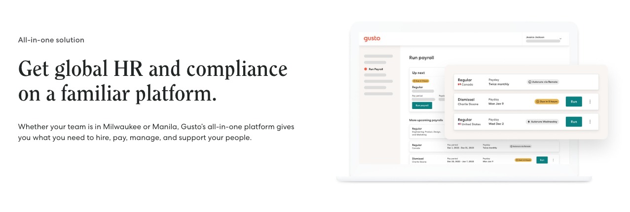 Gusto International Hiring feature overview