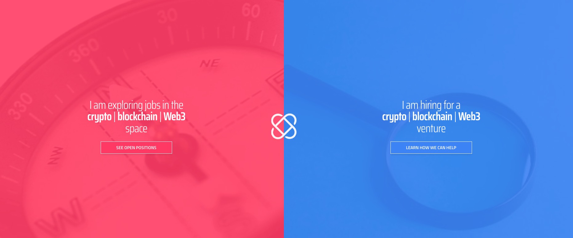 Blockchain Headhunter platform homepage showing key features and pricing