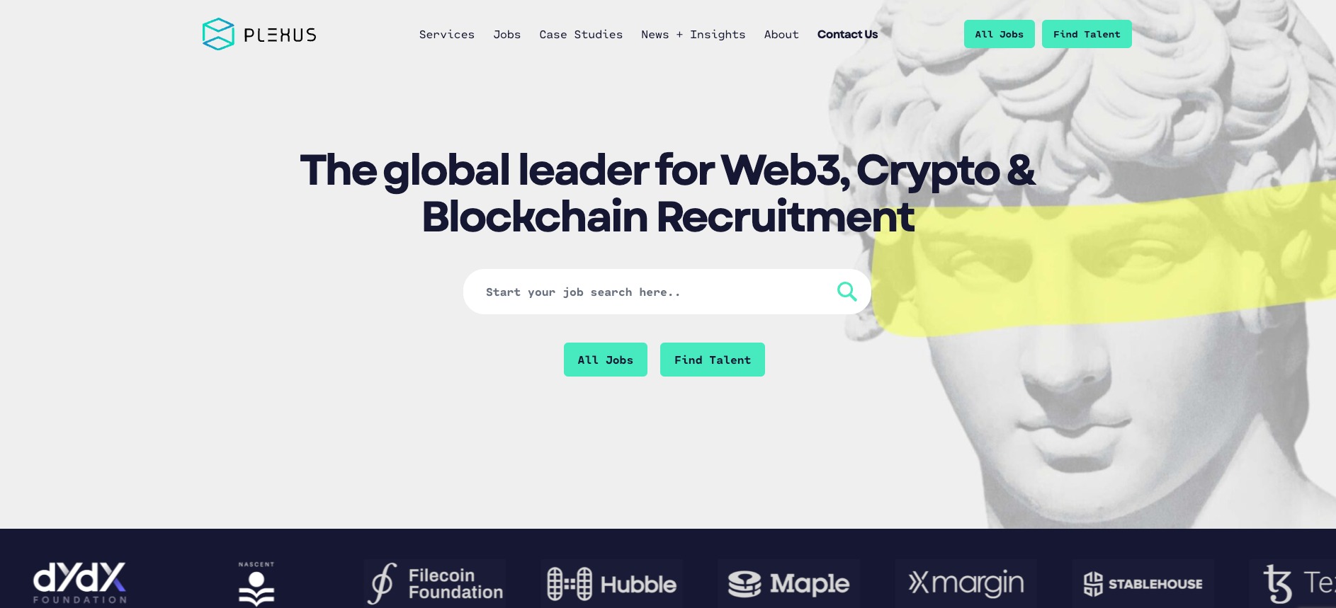 Plexus Resource Solutions platform homepage showing key features and pricing
