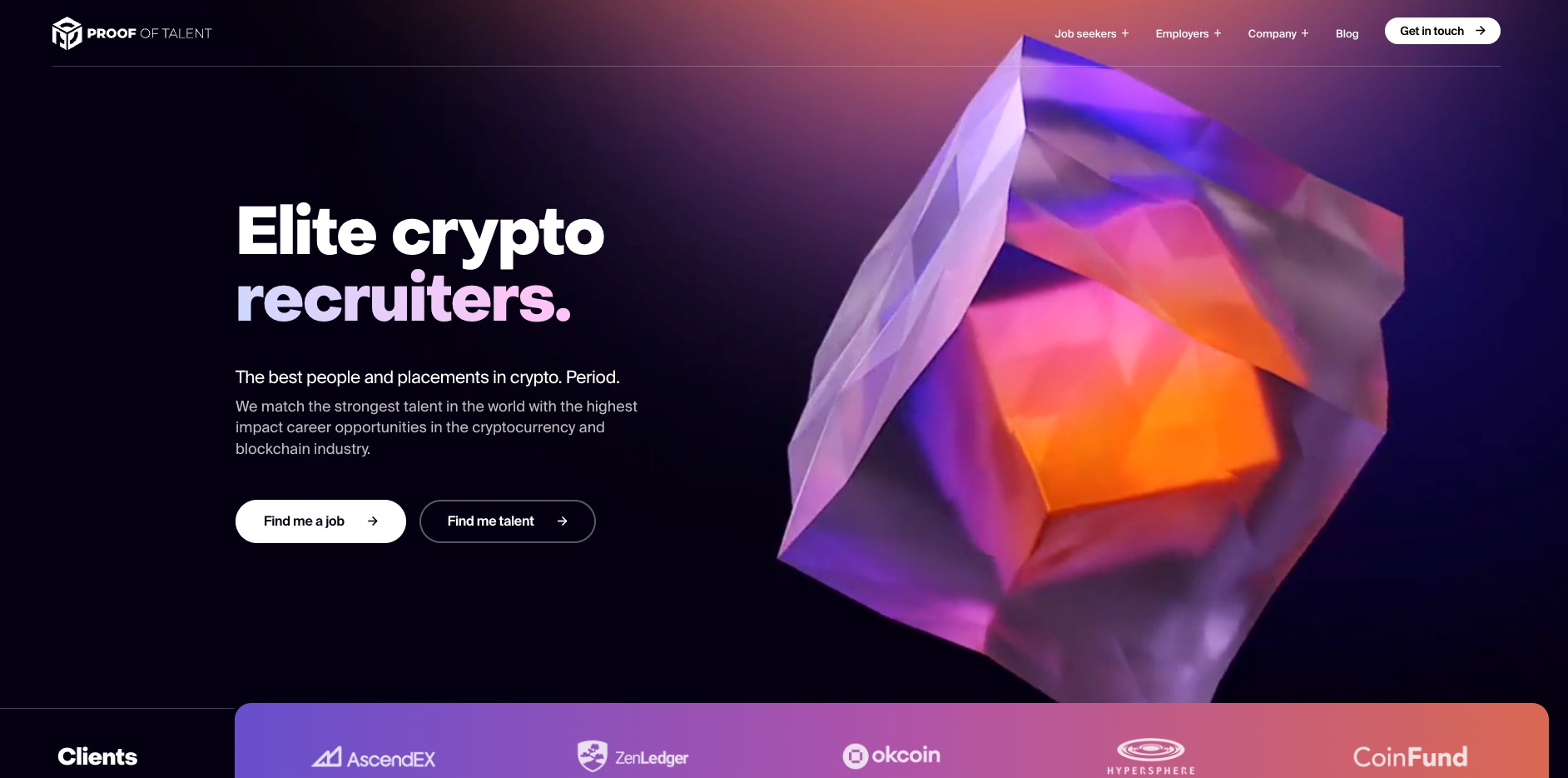 Proof of Talent platform homepage showing key features and pricing