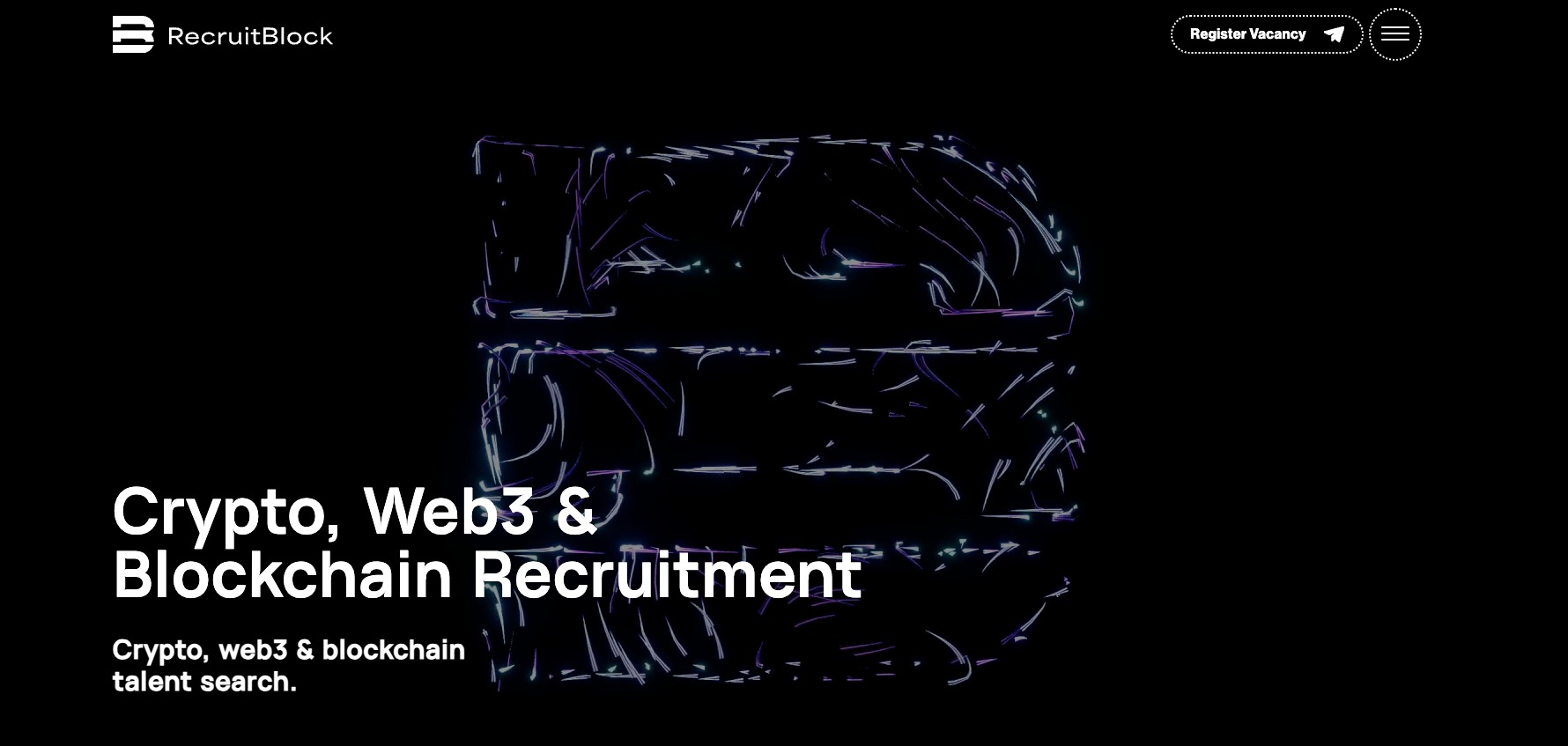 Recruitblock platform homepage showing key features and pricing