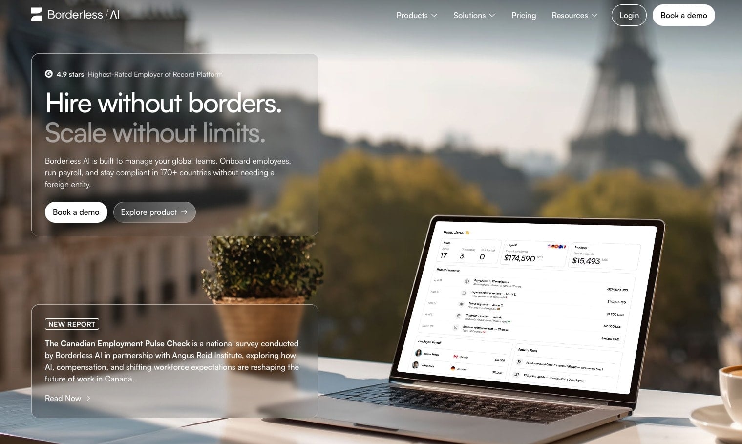 Borderless AI new homepage
