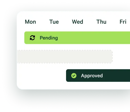 Weekly timesheet with a pending entry awaiting approval