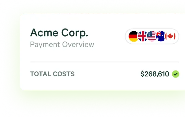 Payment overview showing total costs for a client company