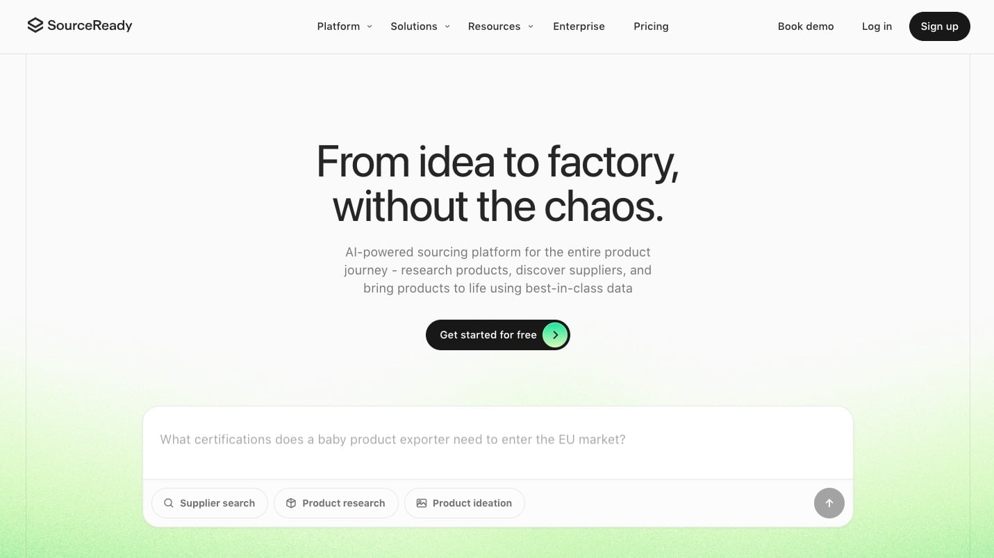 SourceReady homepage
