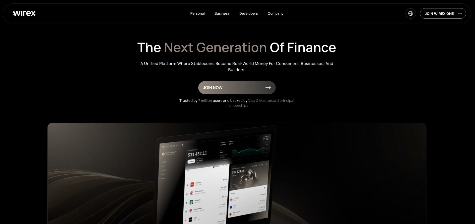 Wirex homepage